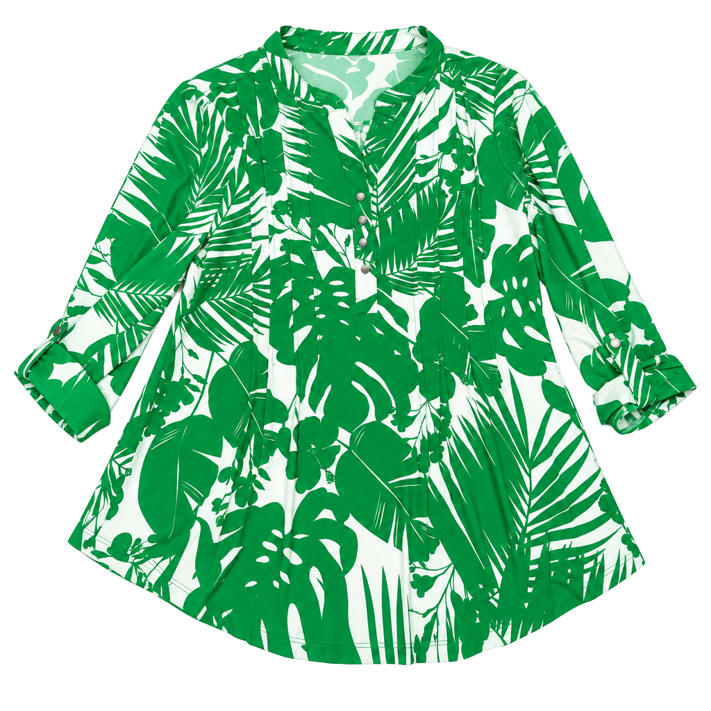 Ava & Grace Green Leaf Print Blouse Size M 1