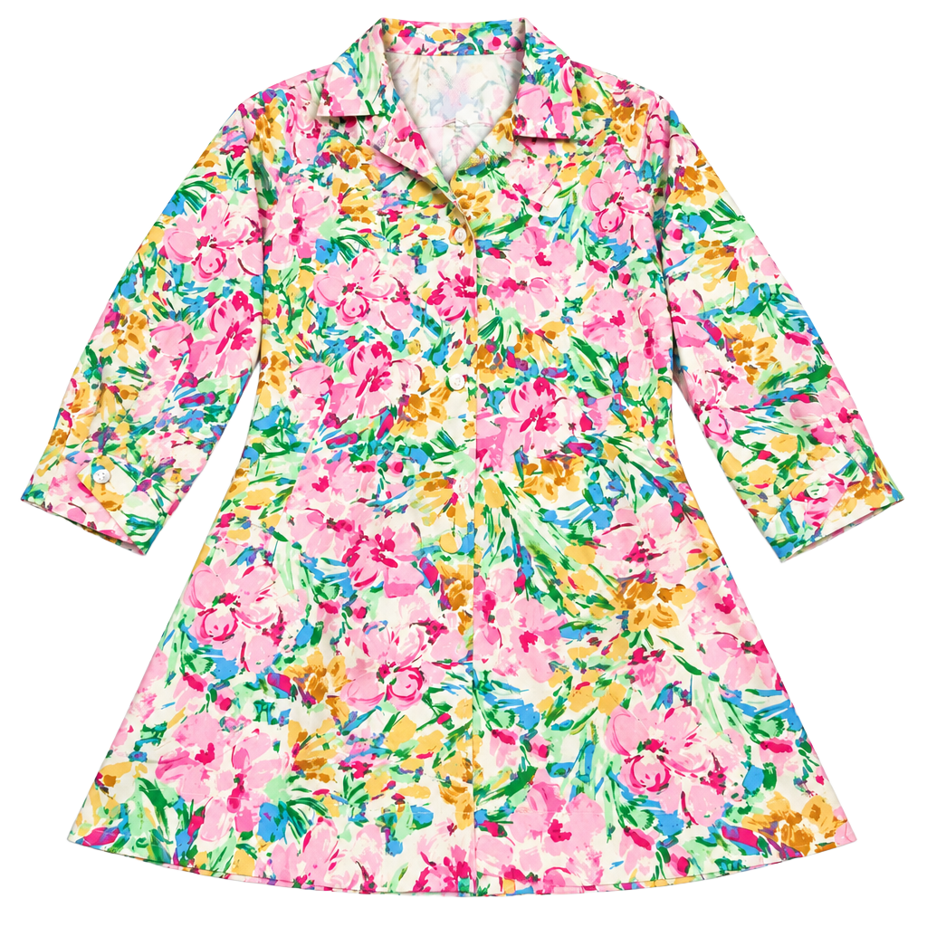 Free Assembly Women's Floral Button Front Shirt Dress Size M 8-10 Multicolor 1