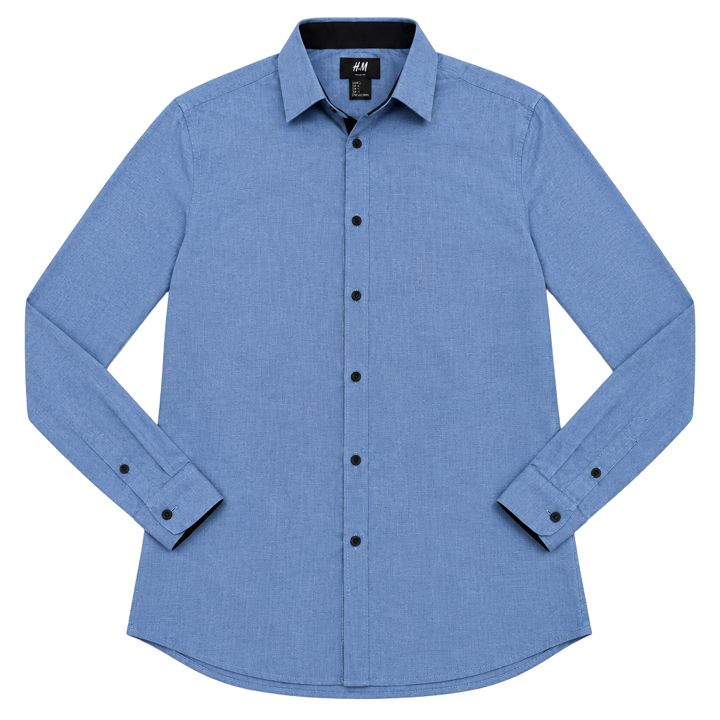 H&M Slim Fit Shirt Size S Blue Long Sleeve Easy Iron 1