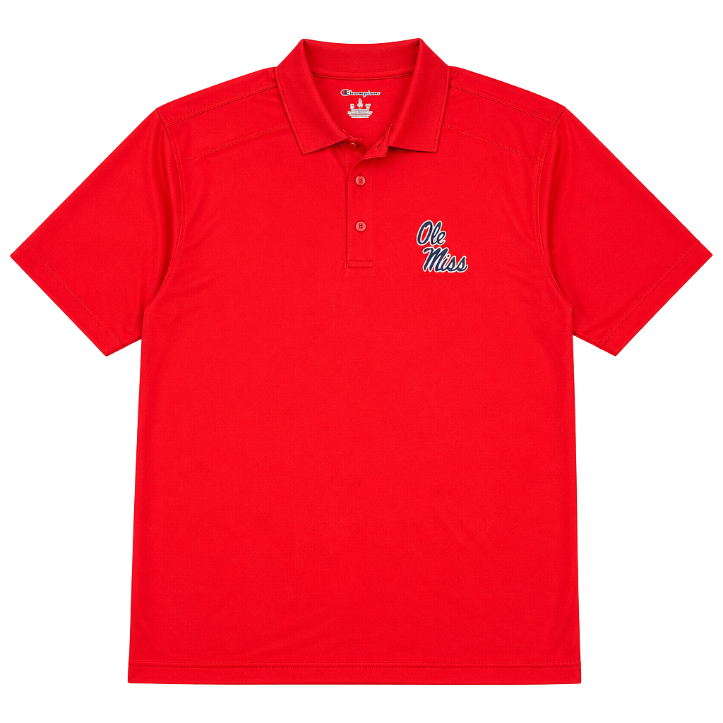 Champion Ole Miss Rebels Men's Red Performance Polo Shirt Size Large 1