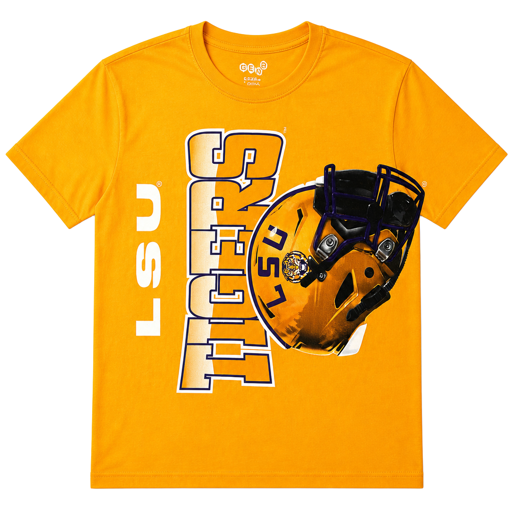 GEN2 Youth LSU Tigers Gold Helmet T-Shirt 1