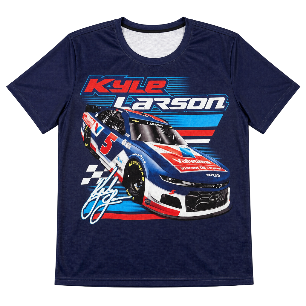 Kyle Larson #5 Valvoline Blue NASCAR Dri-Fit T-Shirt Size 3XL 1