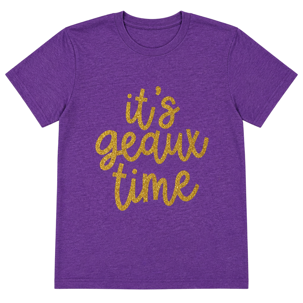 It's Geaux Time LSU Tigers Purple Glitter Graphic T-Shirt 1