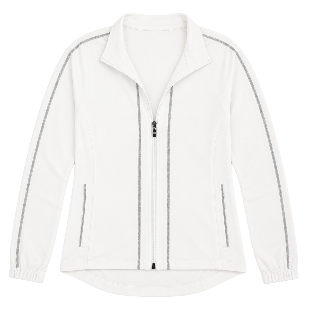 Chico's Women's Full-Zip Athletic Jacket with Metallic Trim Detail 1