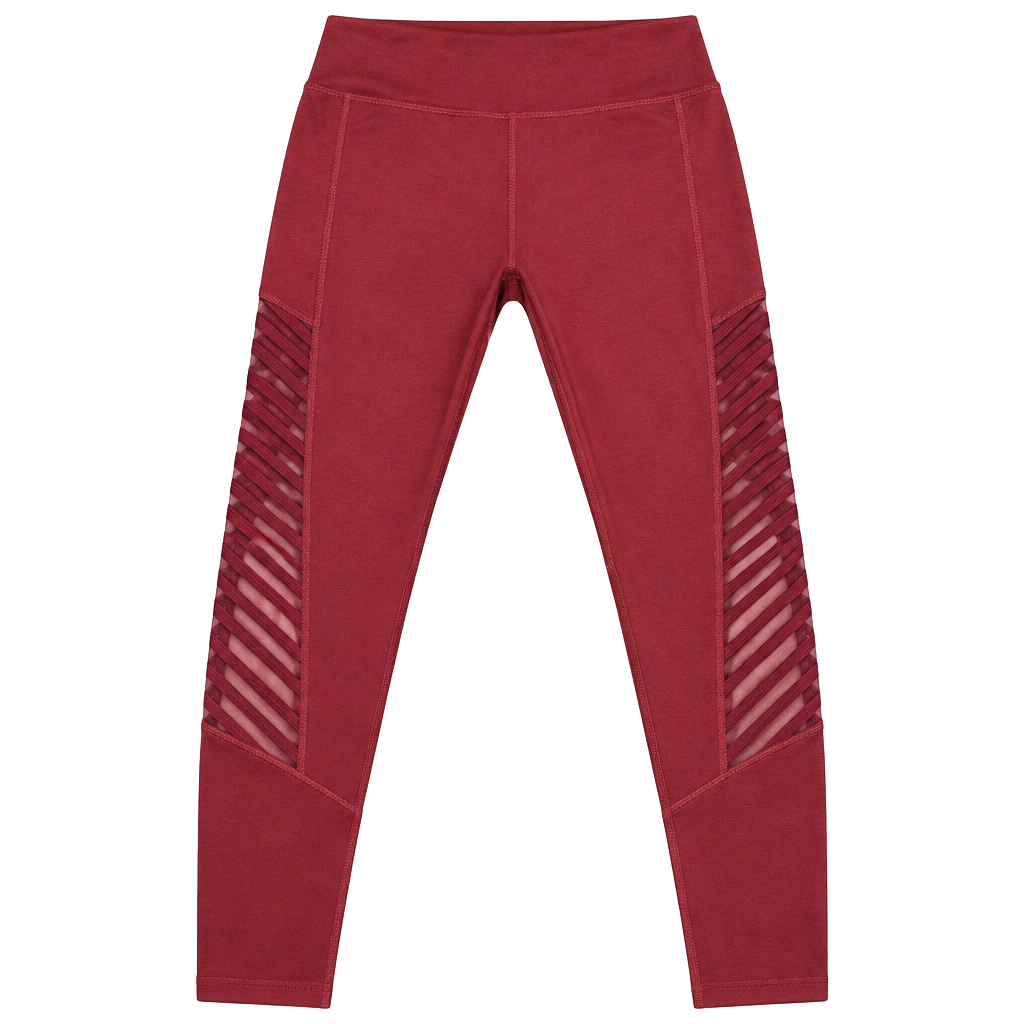 Red Workout Leggings with Side Mesh Panels 1