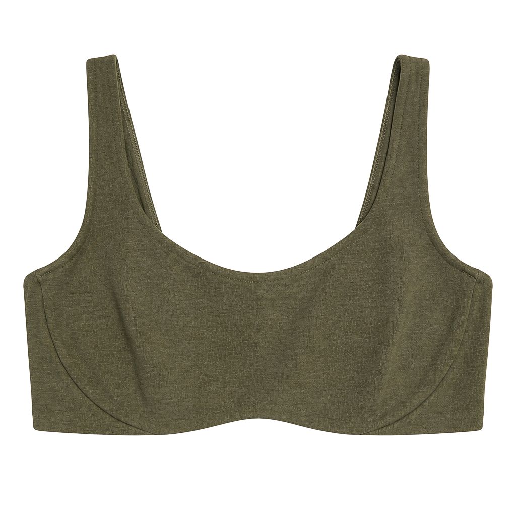 Victoria's Secret PINK Base Cotton Unlined Scoop Bralette Olive Green Deadstock 1