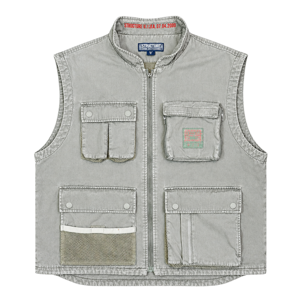 Vintage Structure USA Utility Cargo Vest XL Tactical Gorpcore Granola 1