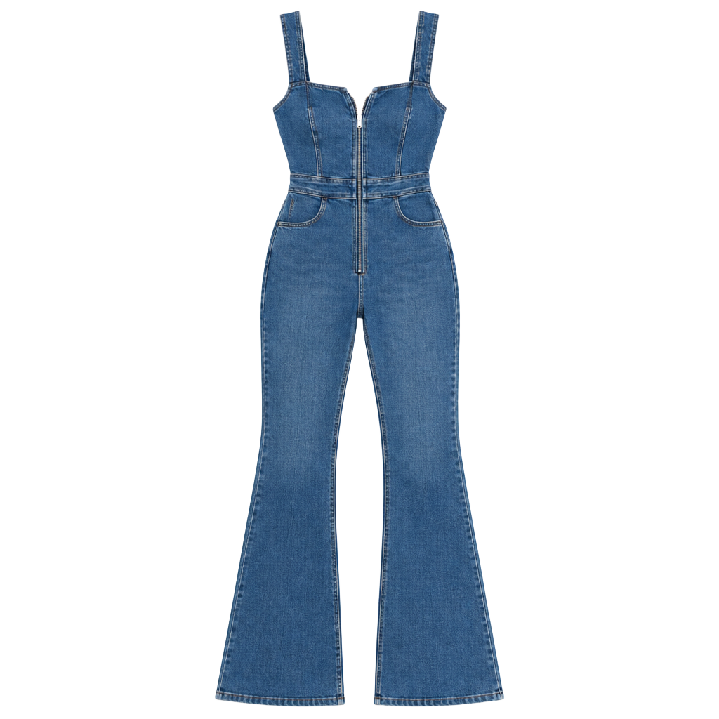 We The Free Crvy 2nd Ave Bootcut Fit Jumpsuit Size 6 Blue Denim 1