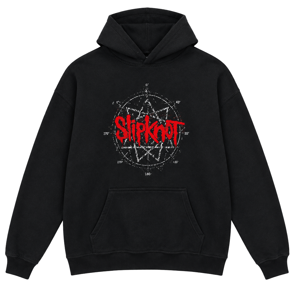 Slipknot Black Hoodie Red Logo Nonagram Graphic Pullover Metal Band Sweatshirt 1