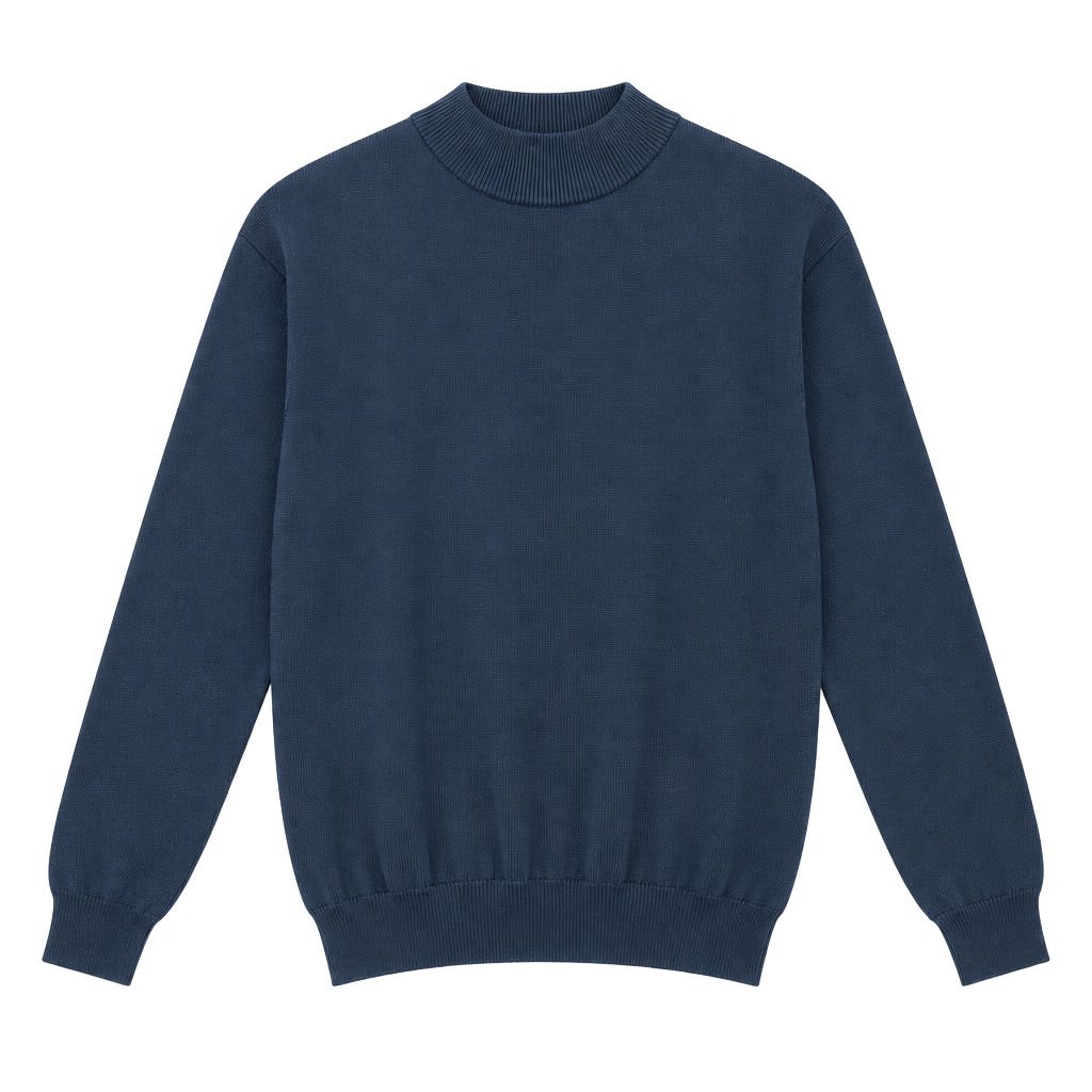 TravelSmith Navy Blue Mock Neck Sweater Size L Knit Pullover 1