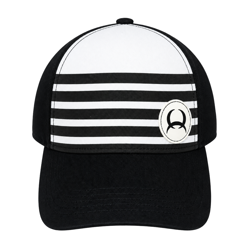 Cinch Men's Black and White Striped Trucker Cap with Logo Patch 1