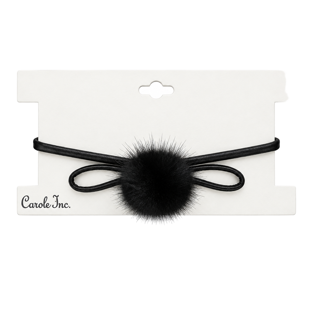 Carole Inc. Black Faux Fur Pom Pom Choker Necklace 1