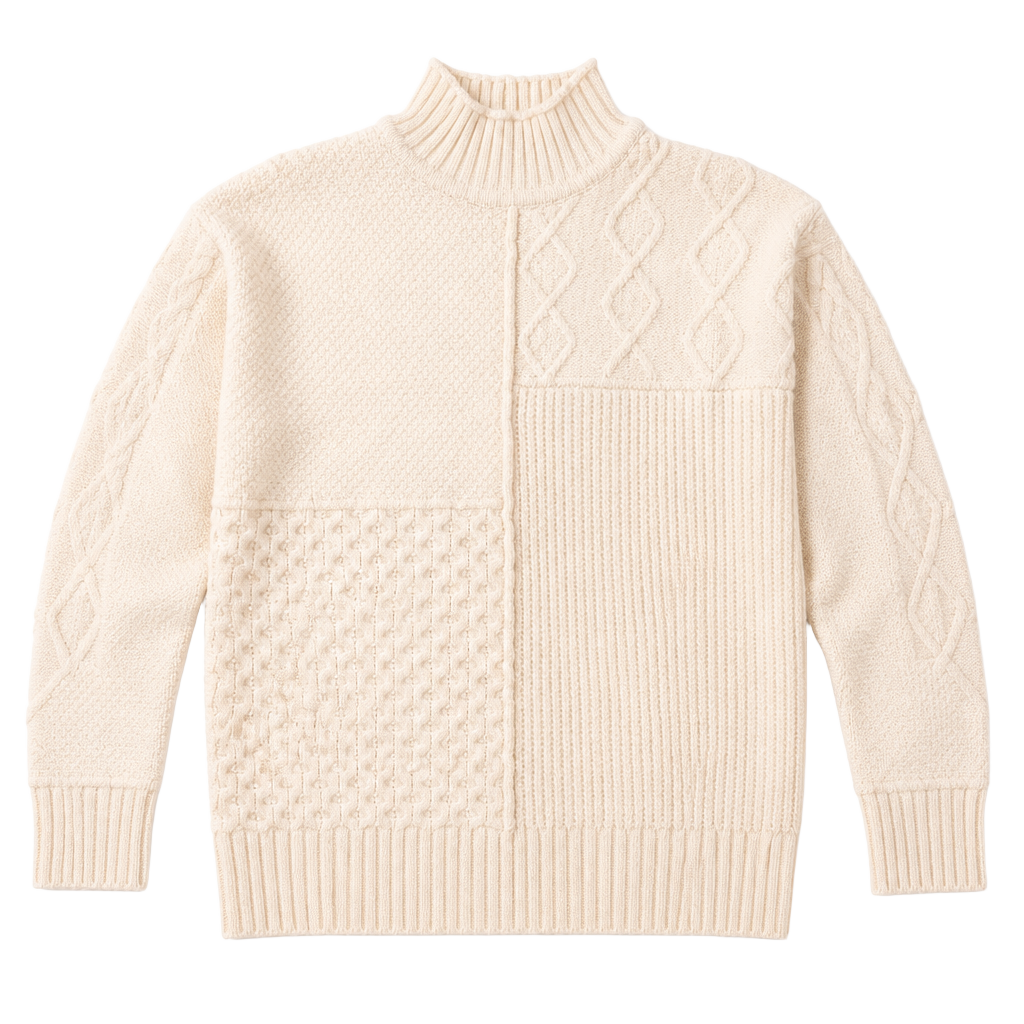 American Eagle Cream Chunky Cable Knit Fisherman Turtleneck Sweater 1