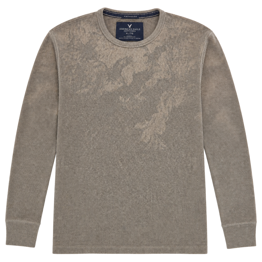 American Eagle Outfitters Vintage Fit Gray Waffle Thermal Long Sleeve Shirt XL 1
