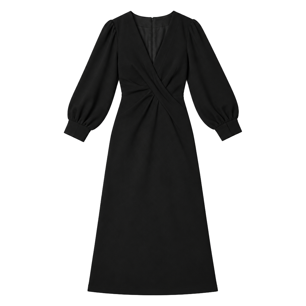 NWT: Banana Republic Twist Front Midi Dress Size 4 Petite Black 1
