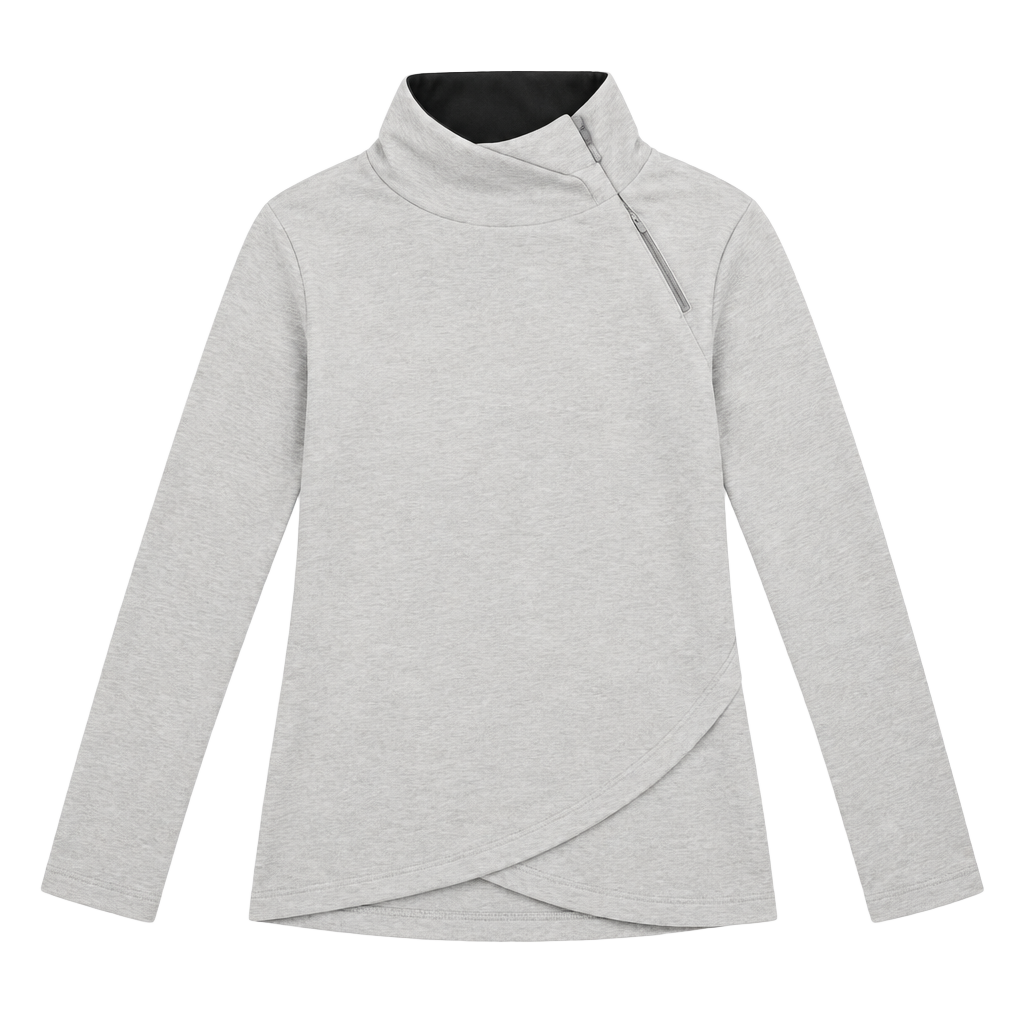 Athleta Cozy Karma Asymmetrical Pullover Sweatshirt Gray XS 1