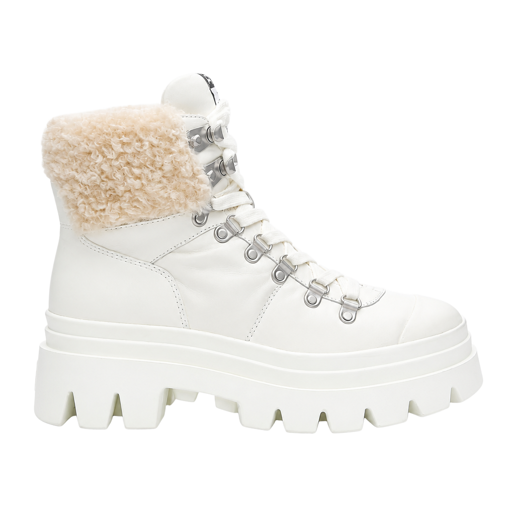 Ash Patagonie Women’s Leather Faux Fur Hiking Boots Size 8 White 1