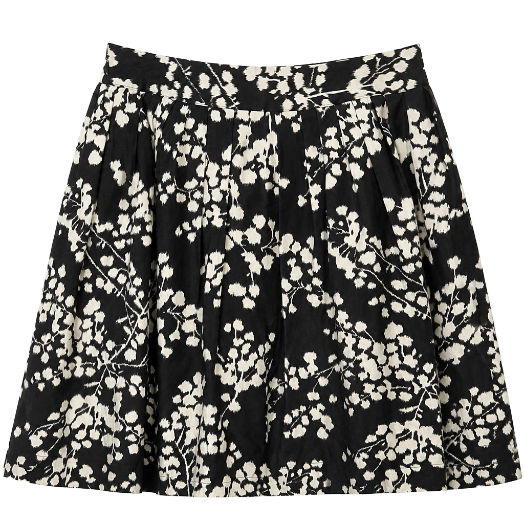 Anthropologie Moulinette Soeurs A-Line Cotton Silk Inked Flora Skirt Size 2 1