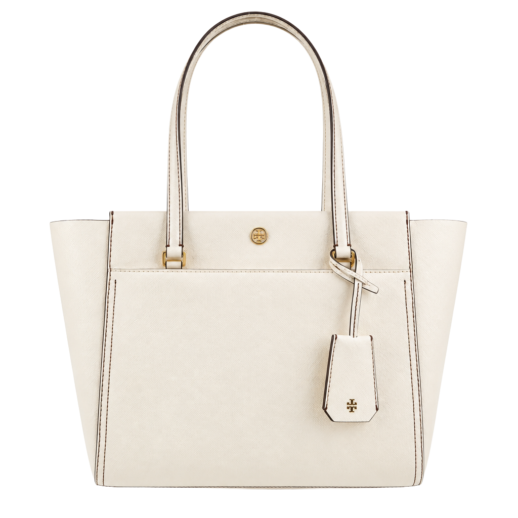 Tory Burch Parker Leather Tote Handbag Off-White 1