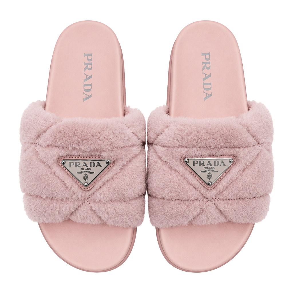 Authentic Prada Pink Furry Slides 1