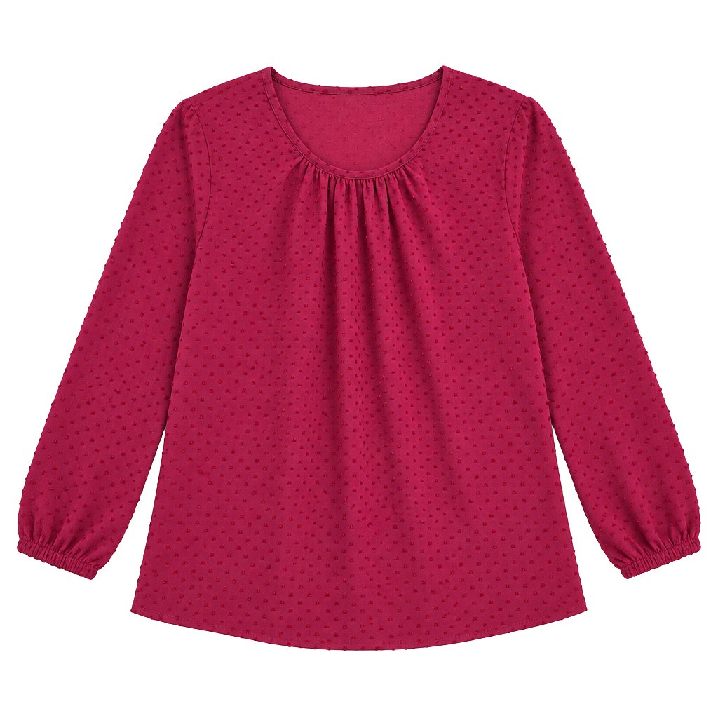 Women’s J. Crew Clip Dot Long Sleeve Top Size XS Magenta 1