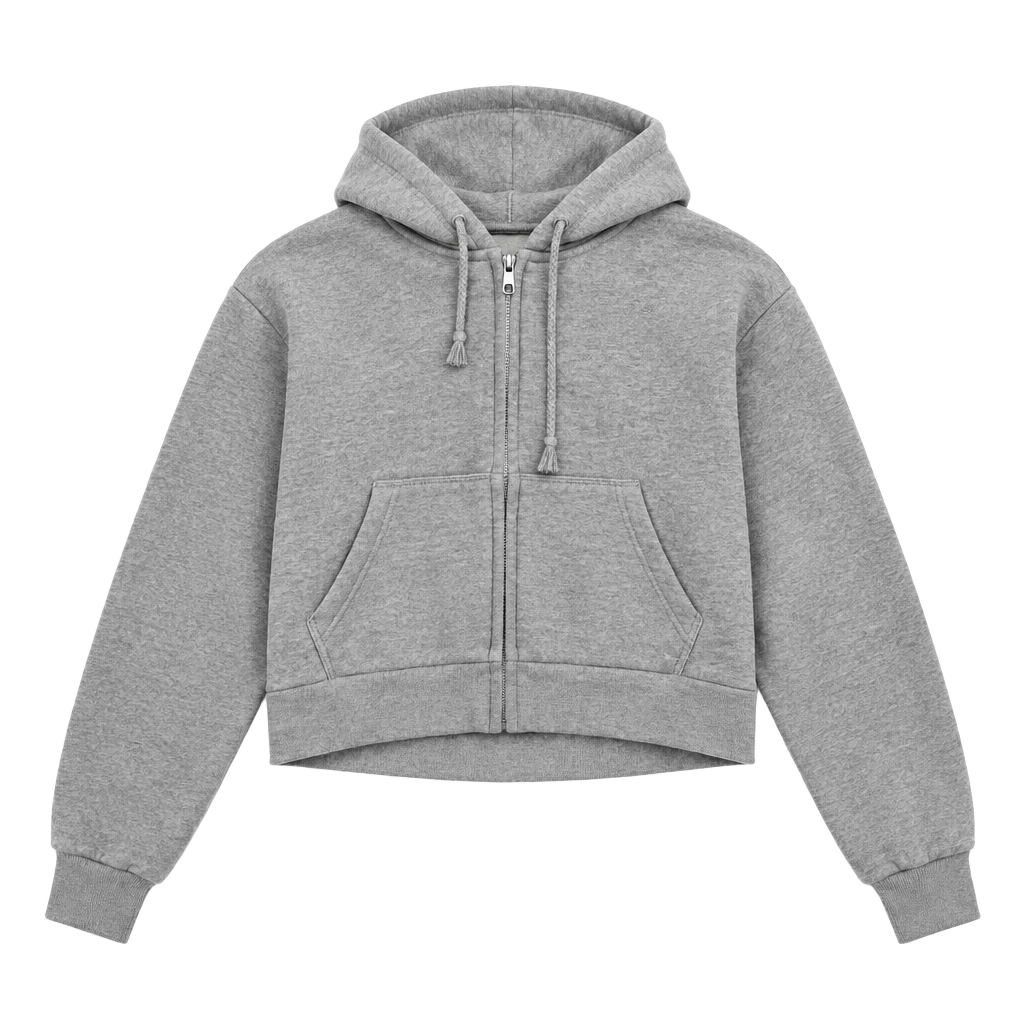 Brandy Melville John Galt Gray Cropped Zip Up Hoodie 1