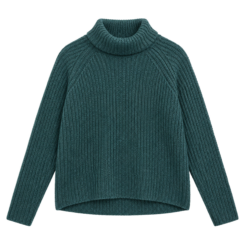 Garage Turtleneck Sweater Size P/S Teal Ribbed Knit 1