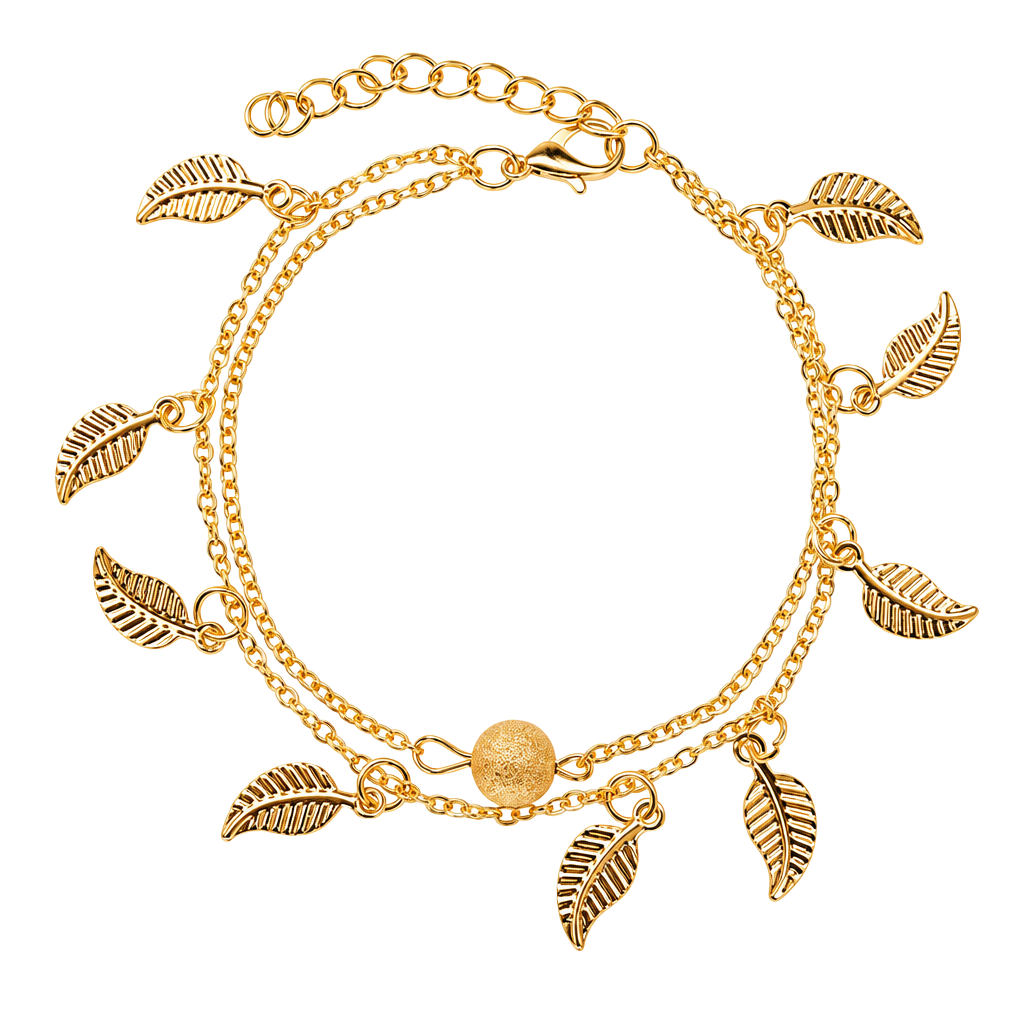 Two Layer Leaf Charm Anklet 1
