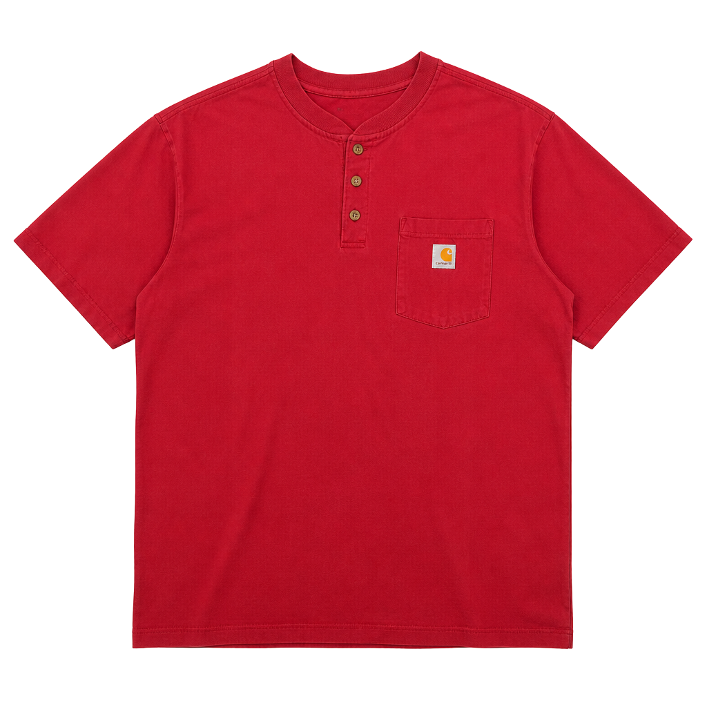 Carhartt Men's Red Short Sleeve Henley with Pocket 1