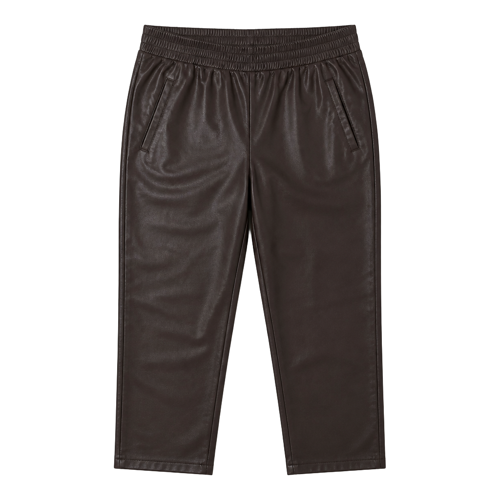 DKNY Jeans Women's Faux Leather Pull-On Elastic Waist Jogger Pants in Brown, Size Large 1