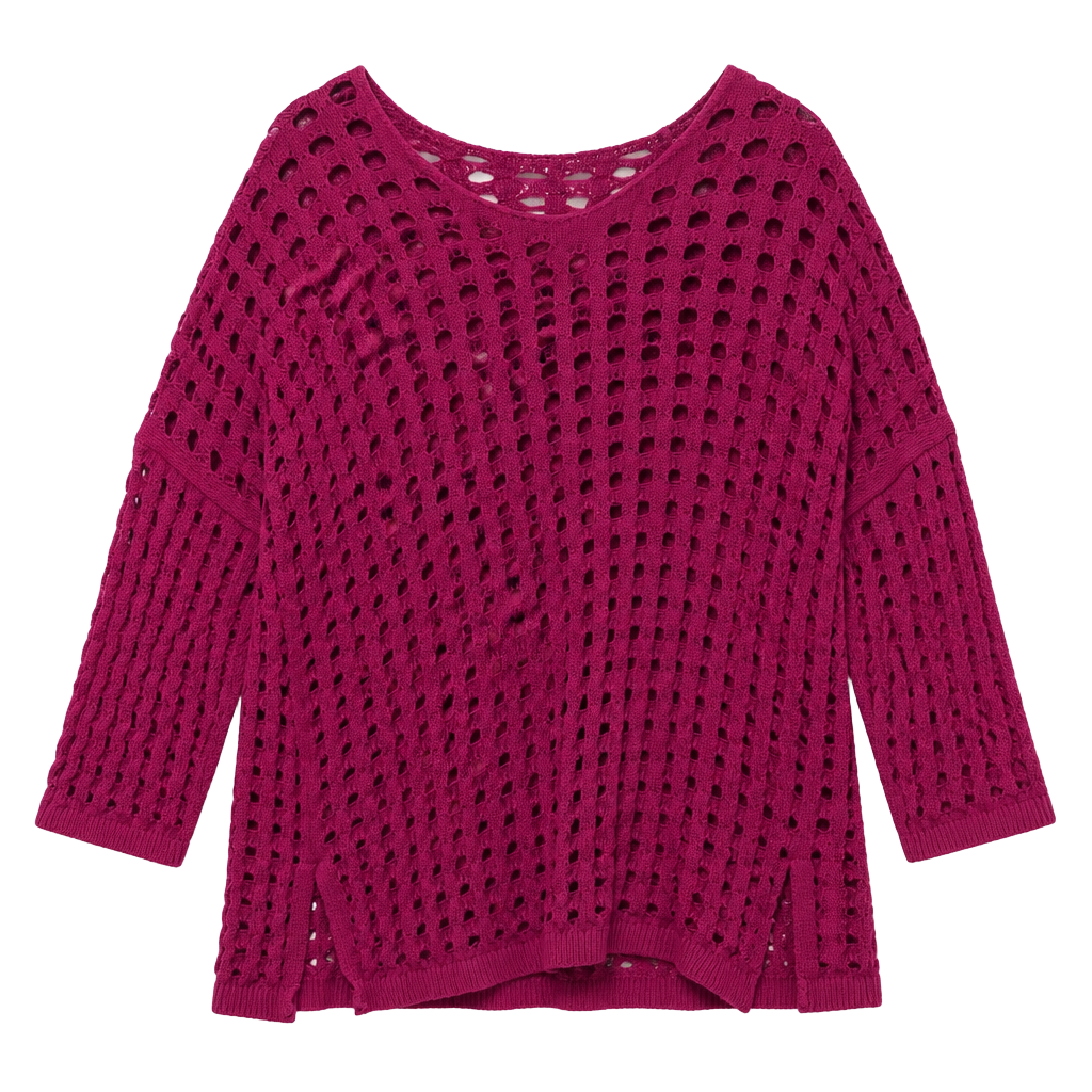 Fuchsia Open Knit Sweater 1