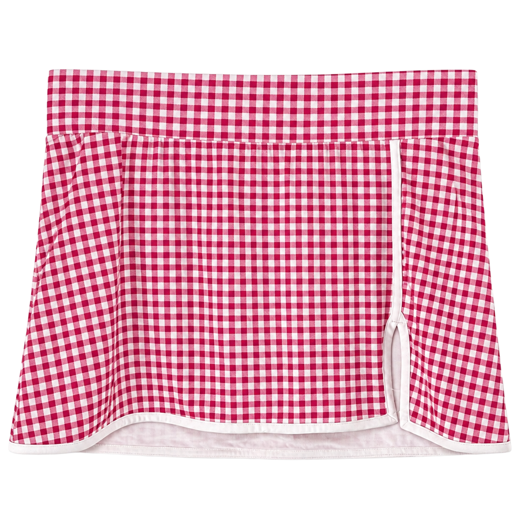 All in Motion Everyday Soft Red and White Gingham Print Athletic Skort 1
