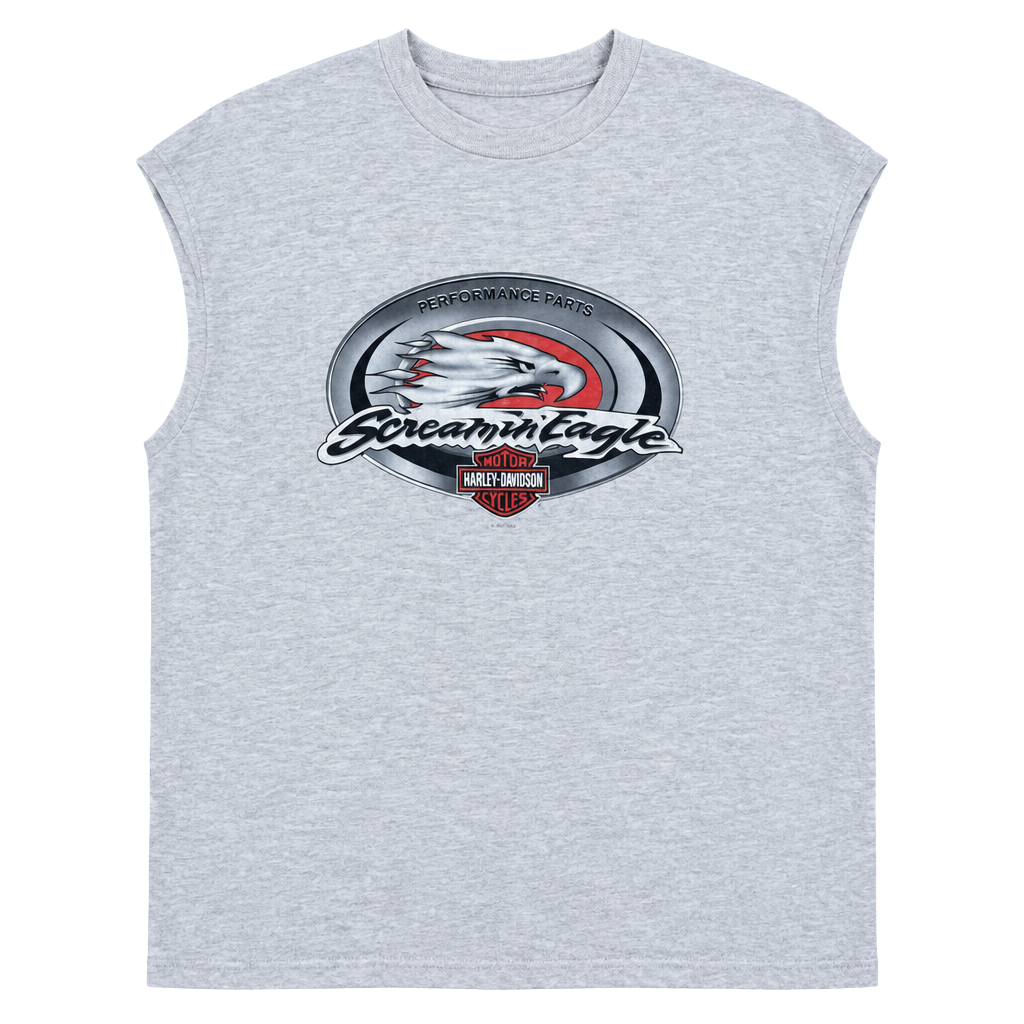 Harley-Davidson Screamin Eagle Sleeveless T-Shirt Gray Vintage 2001 1