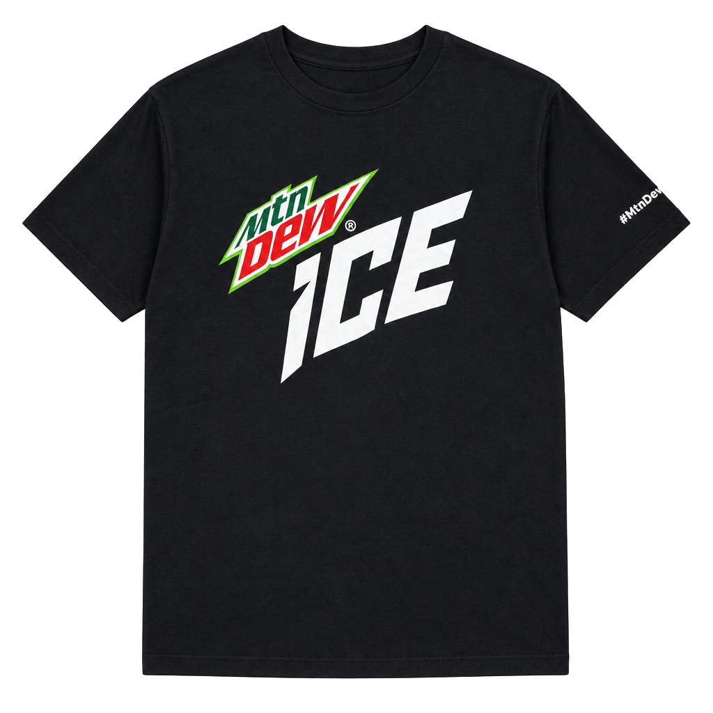 Gildan Mountain Dew Ice Promo Graphic T-Shirt Size L Black Cotton Tee 1