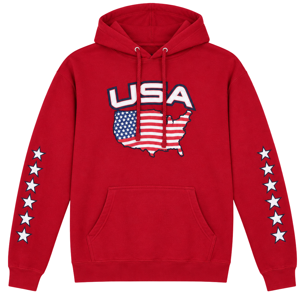 Top Heavy USA Flag Graphic Hoodie Size XL Red 2001 Vintage 1