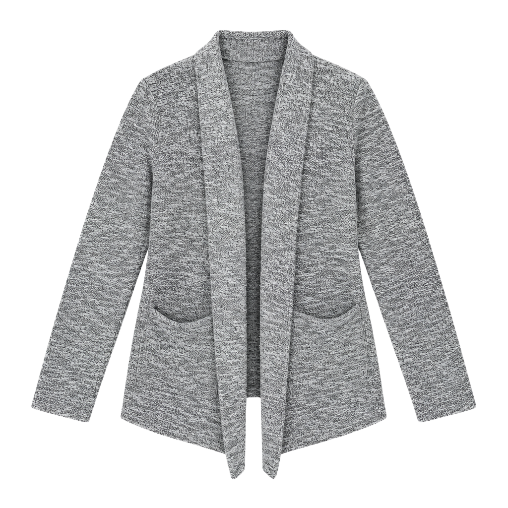 heathered grey open front cardigan quiet luxury xs 1