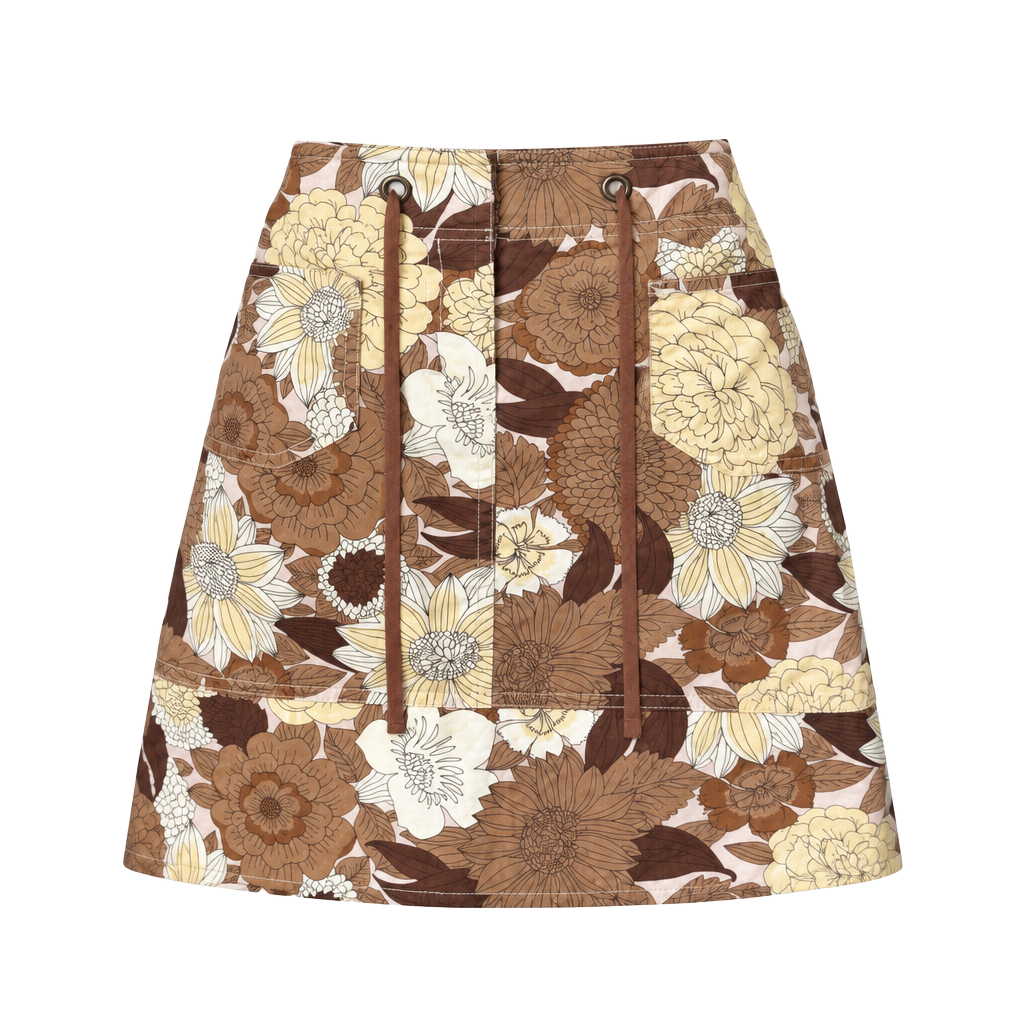 y2k 2000s loft brown floral mini skirt size 4 1