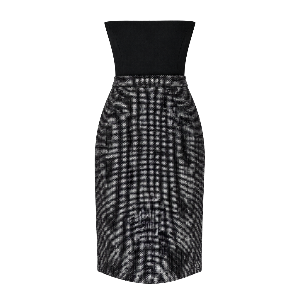 office siren black silver tweed pencil skirt size 4 1