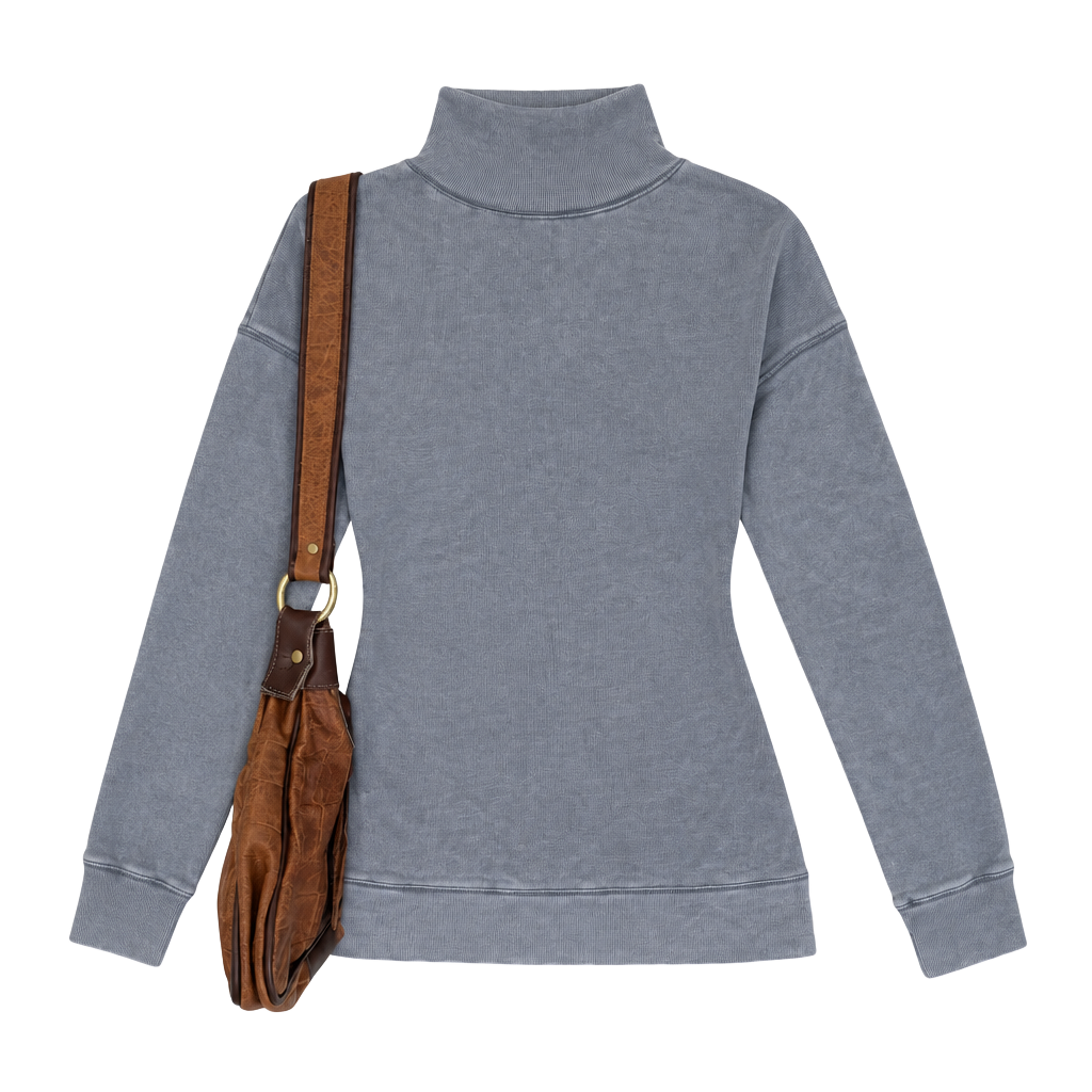 free people washed gray oversized mock neck sweatshirt tunic size small 1