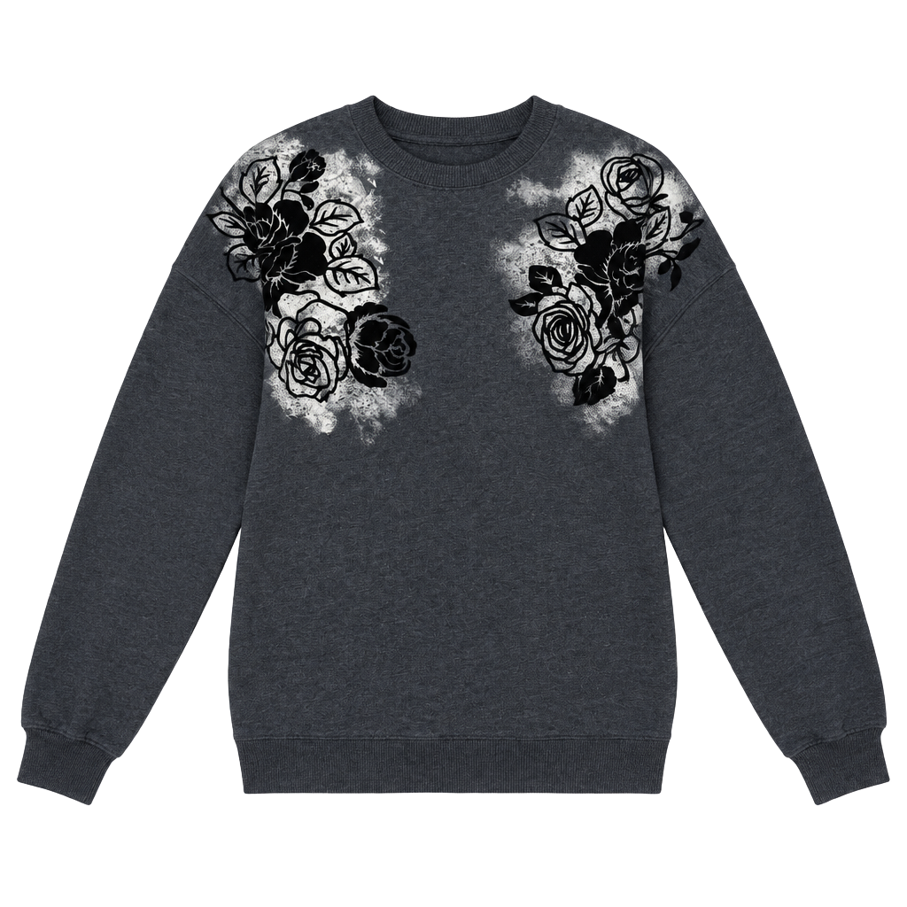 Y2K Grunge Floral Rose Sweatshirt Wild Size M 1