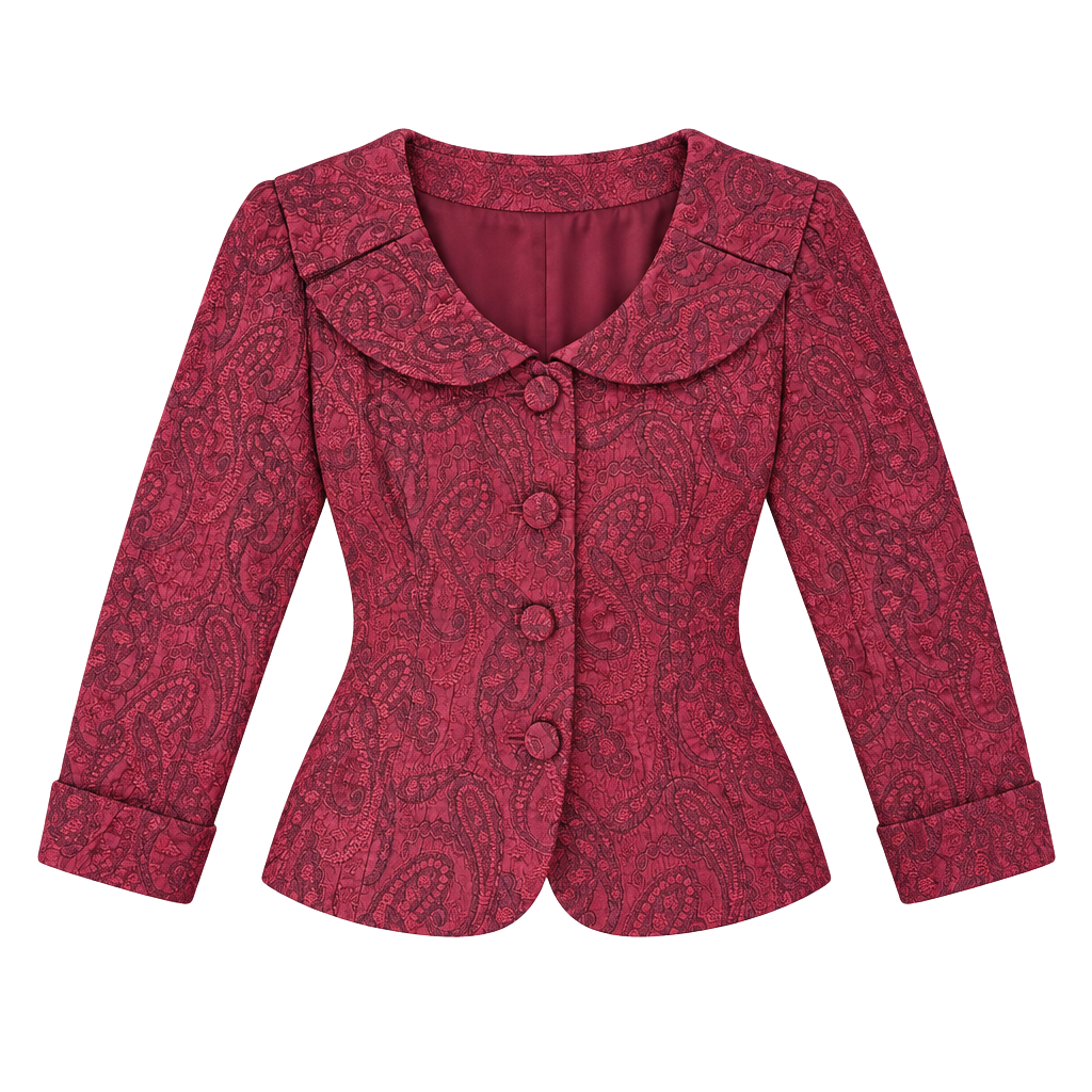 halloween vampire victorian witch red gothic paisley jacket size 4 1