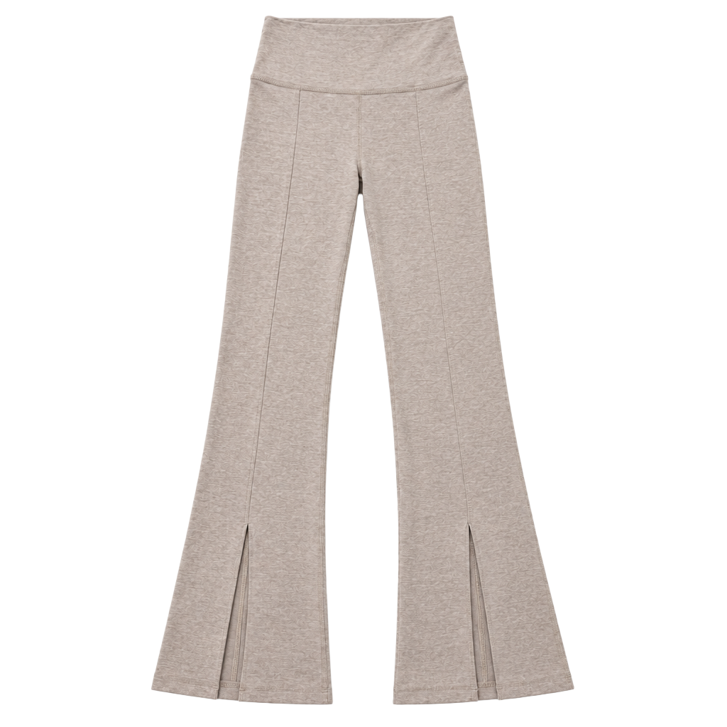 Beyond Yoga Spacedye Make The Cut Split Ankle Flare Pants Heather Oatmeal Small 1