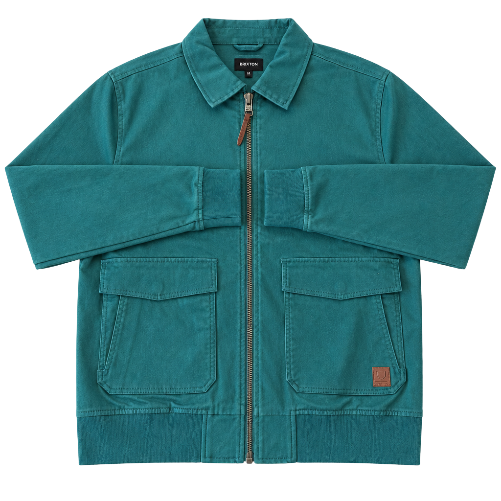 Brixton Dillinger Jacket Mens Medium M Green Canvas Zip Bomber Workwear Coat 1