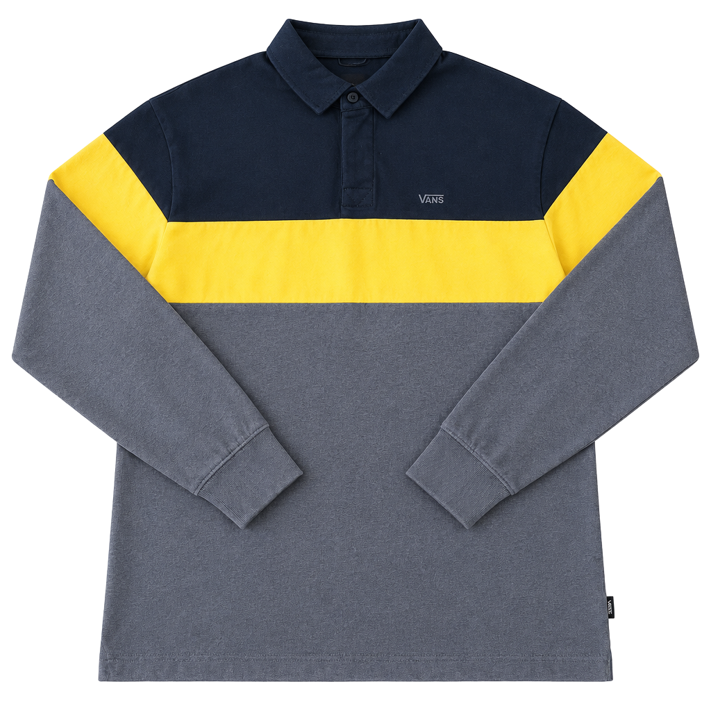 Vans Loose Fit Rugby Shirt Mens Medium Long Sleeve Colorblock Polo Ribbed Top M 1