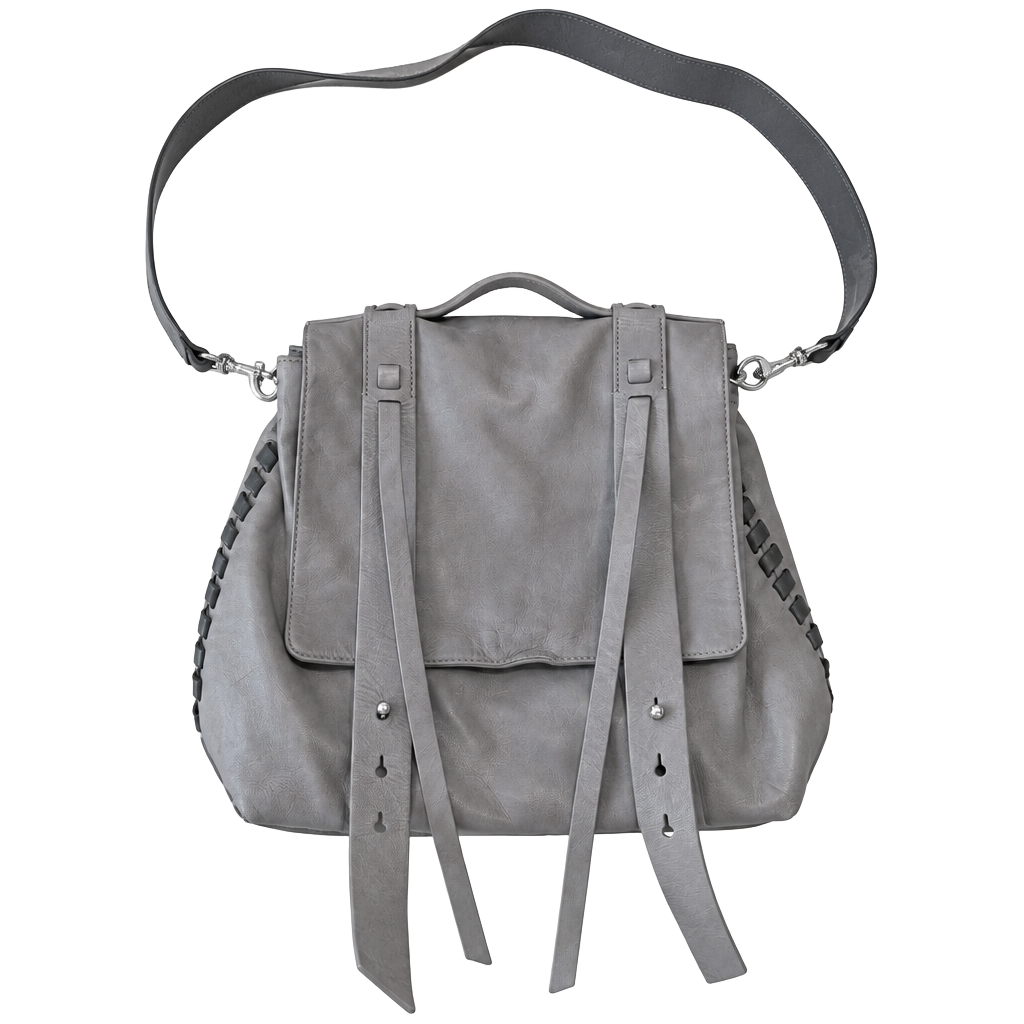AllSaints Fin Convertible Leather Backpack Grey w/o straps 1