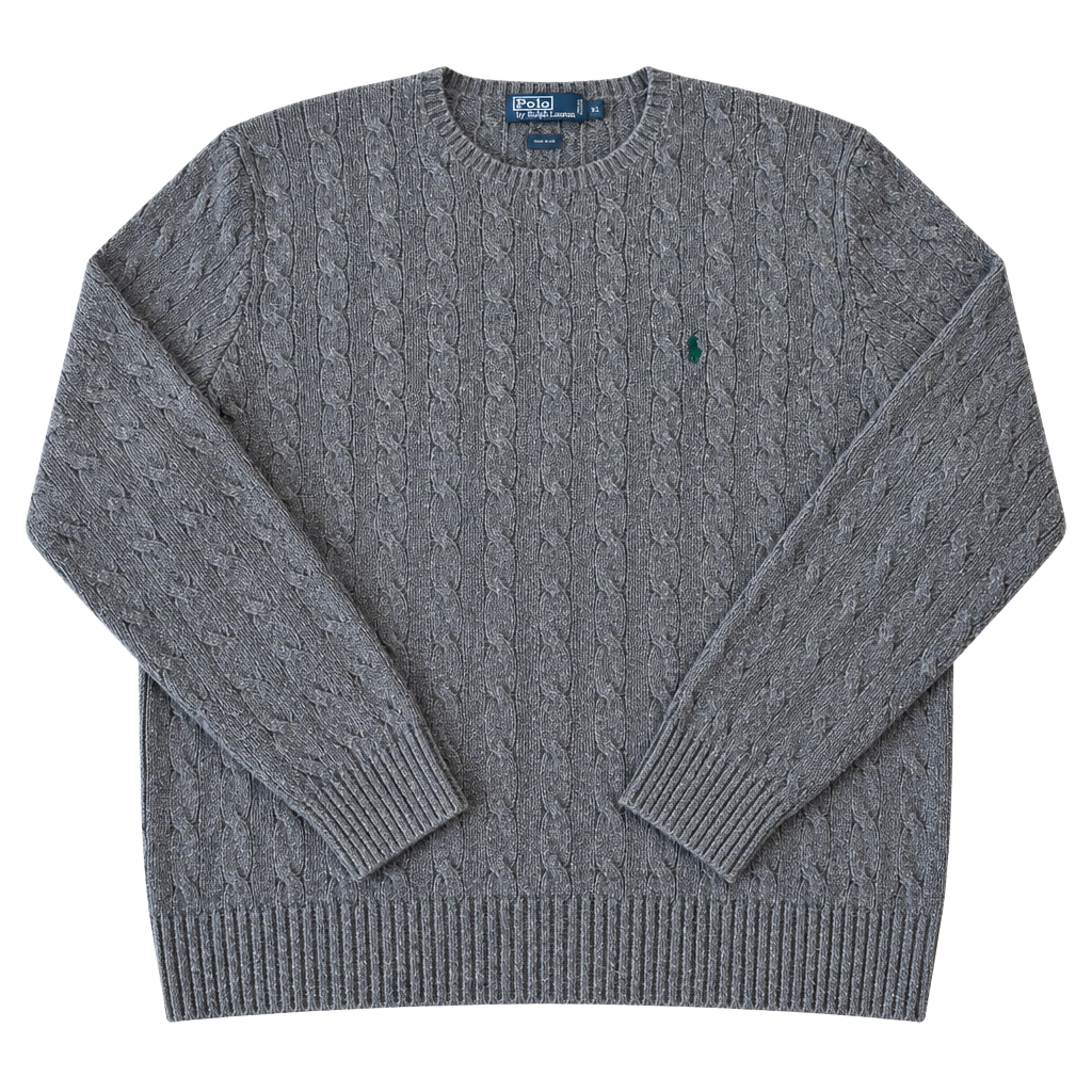 Polo Ralph Lauren Cable Knit Sweater Mens XL Brown 100% Silk Crewneck Pullover 1