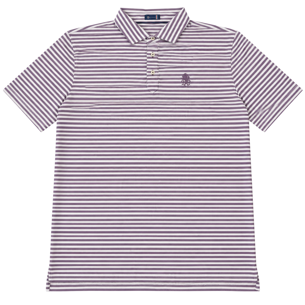 Stitch Golf Shirt Mens Large L Purple White Stripe Performance Polo Pine Tree 1