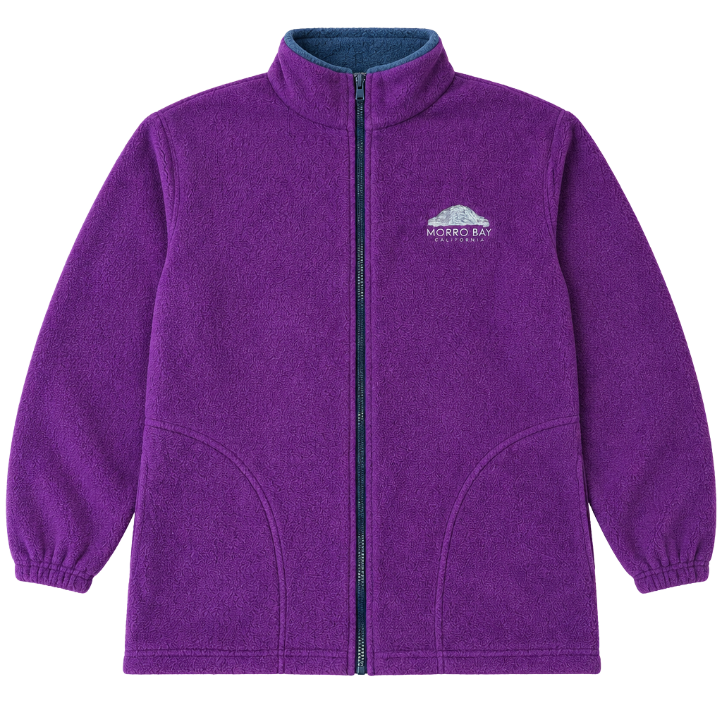 VTG Tipsy Morro Bay California Fleece Jacket Mens Large L Purple Zip Made in USA 1