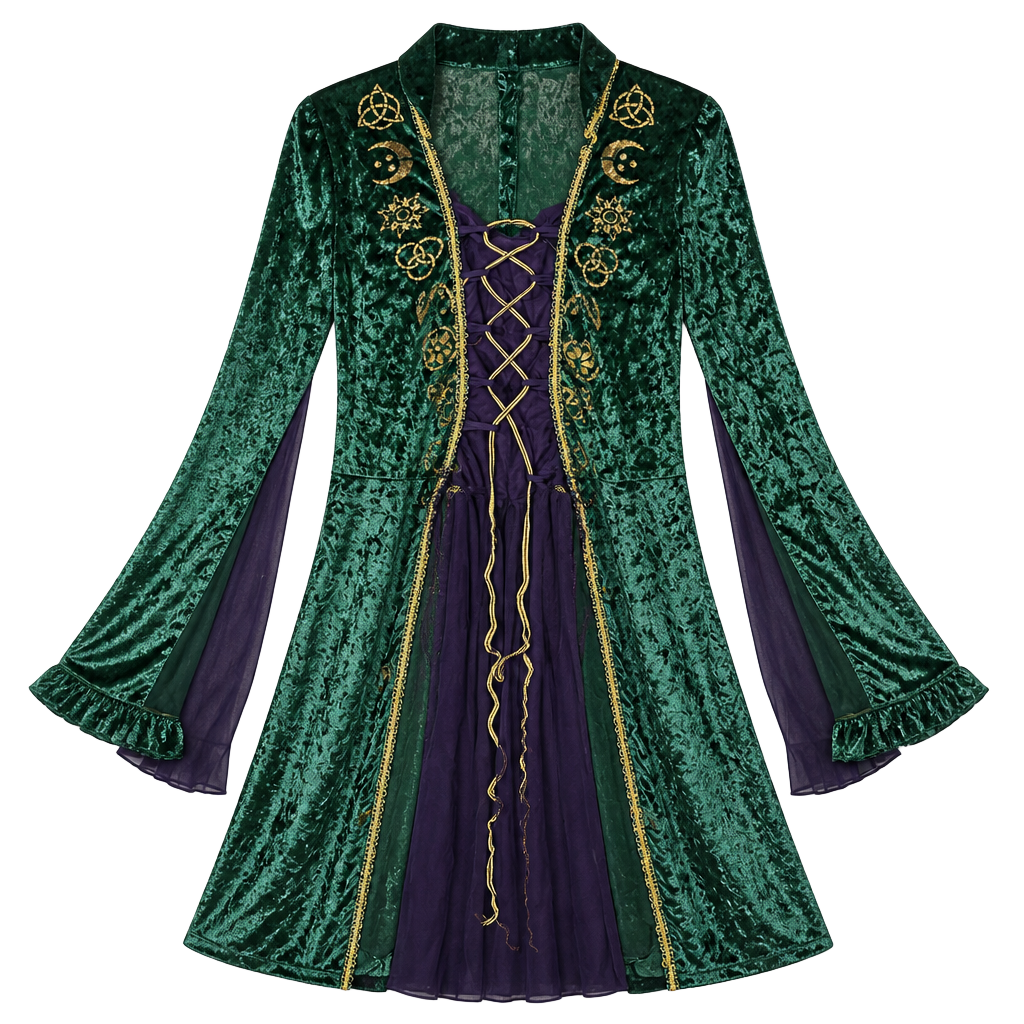 Disney Hocus Pocus Winifred Sanderson Adult Costume Green Velvet Dress 1