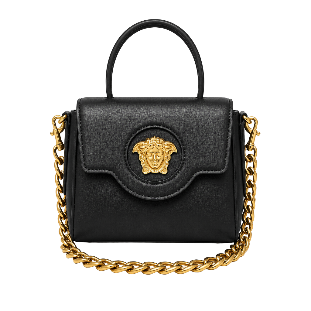 Versace La Medusa Small Leather Top Handle Bag Black 1